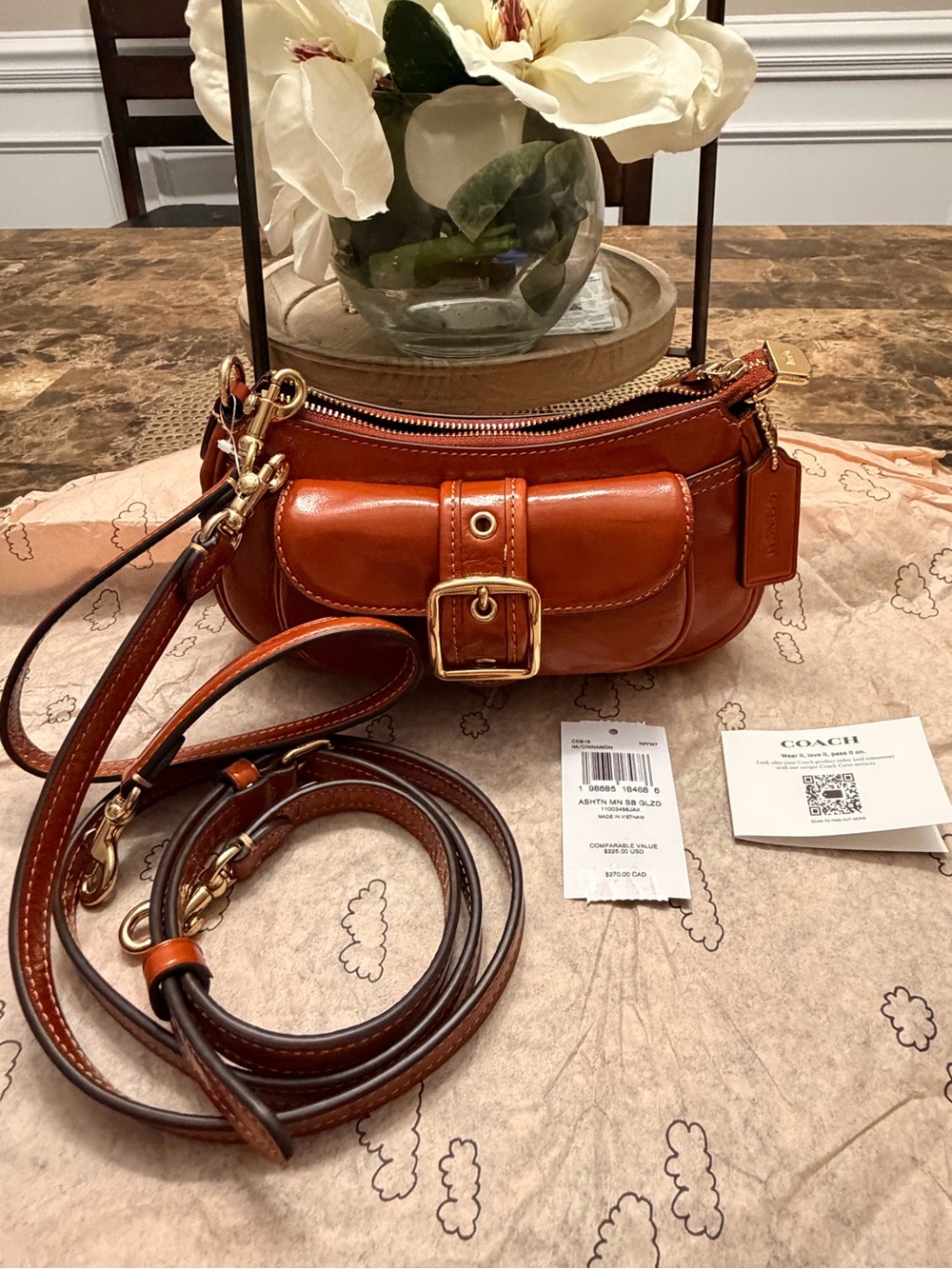 Coach Ashton Leather Purse Saddle Bag in Cinnamon CDB19